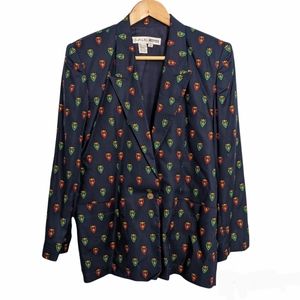 Chaus Vintage Retro 90s Navy Lion Crest Blazer 10P